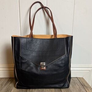 Proenza Schouler Lunch Bag Tote Black Leather Large Shoulder Bag Made in Italy